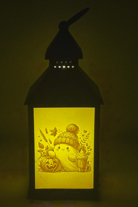 Adorable Spooky Ghost Halloween & Autumn-Themed Litophane Lantern