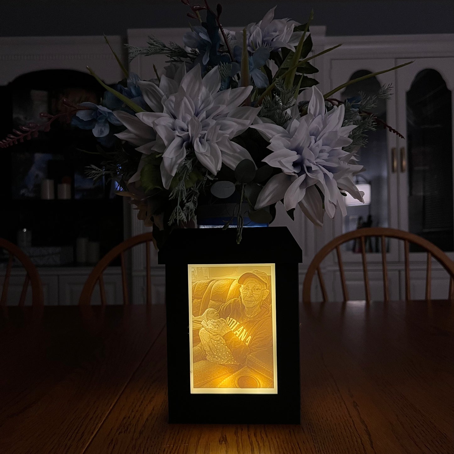 Large Custom Lantern with Flower Vase